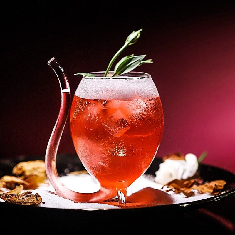 Goblet Glass Mug With Straw-Wine and Whiskey Decanter