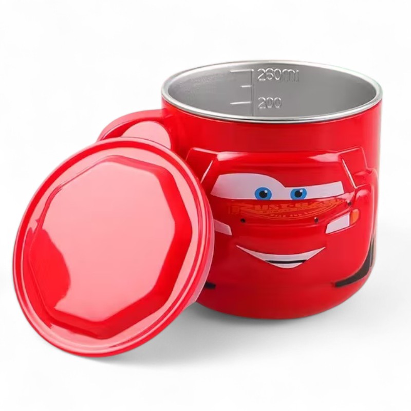Cartoon Stainless Steel Mug With Lid Design