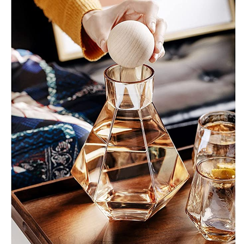 Golden Glass Drink Decanter-Wine and Whiskey Decanter