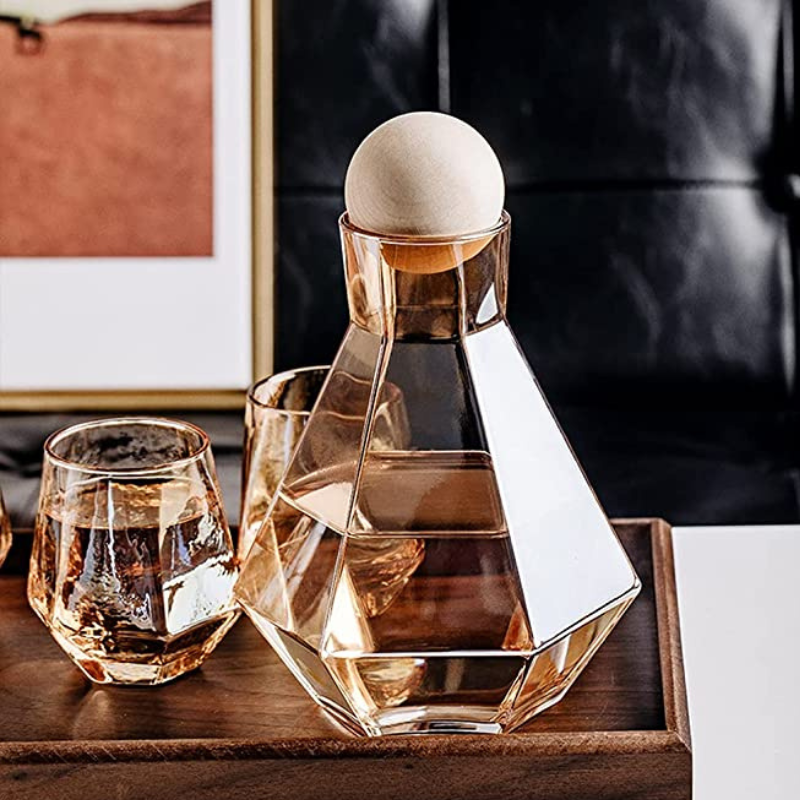 Golden Glass Drink Decanter-Wine and Whiskey Decanter