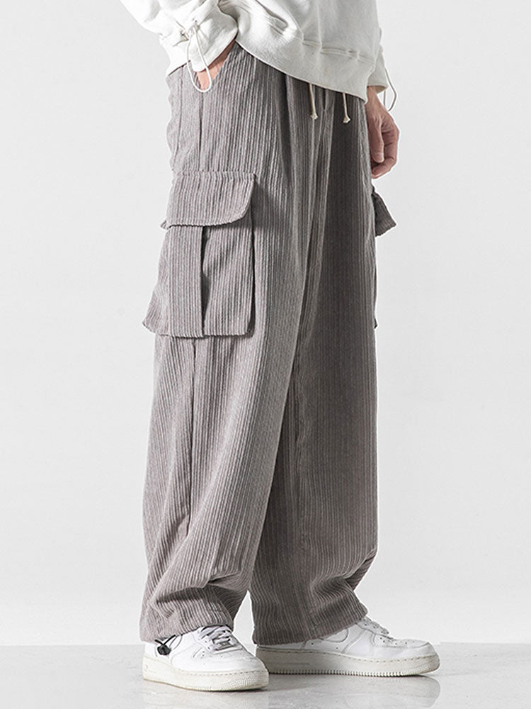 Loose Corduroy Cargo Pants-Waves And Trunks