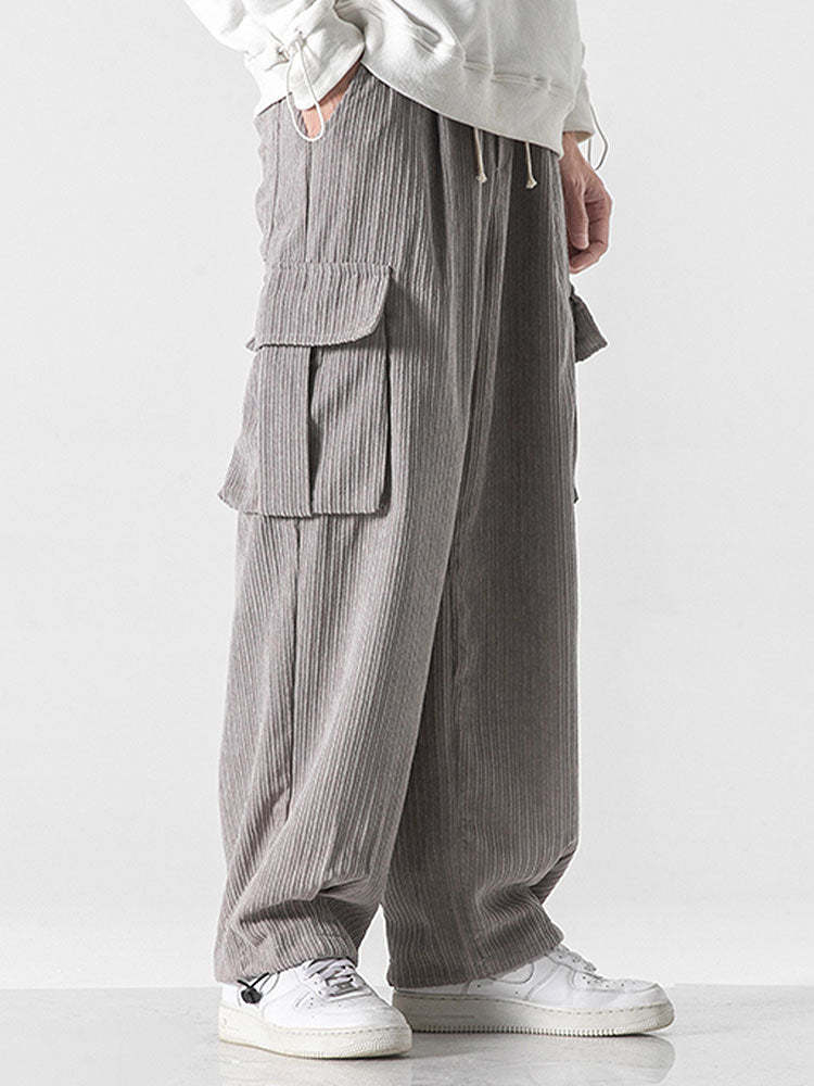 Loose Corduroy Cargo Pants-Waves And Trunks