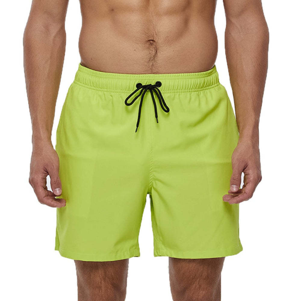 Lime Green With Black Draw Strings Swim Shorts-Waves And Trunks