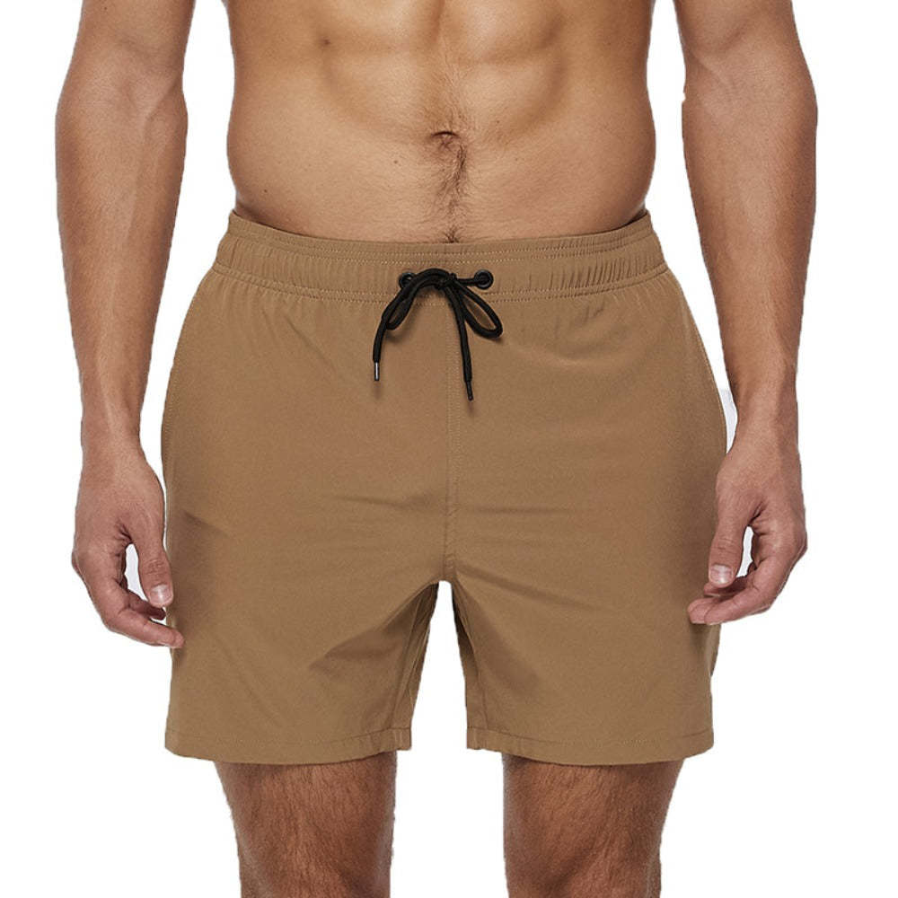 Brown With Black Draw Strings Swim Shorts-Waves And Trunks