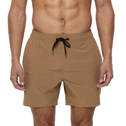 Brown With Black Draw Strings Swim Shorts-Waves And Trunks