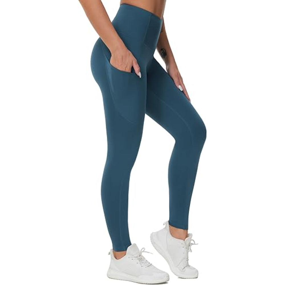 Flexible Activewear Leggings With Pockets For Exercise And Running-Waves And Trunks