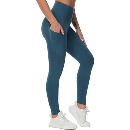 Flexible Activewear Leggings With Pockets For Exercise And Running-Waves And Trunks