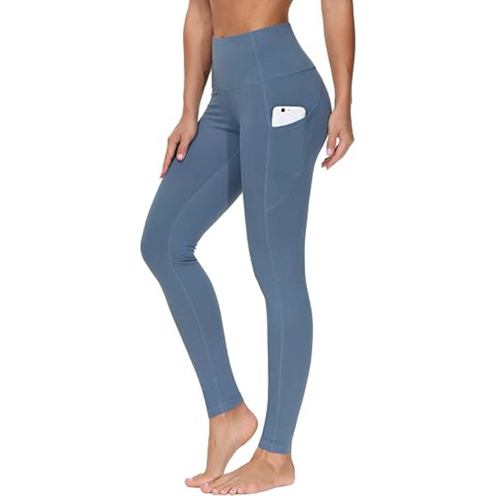 Flexible Activewear Leggings With Pockets For Exercise And Running-Waves And Trunks
