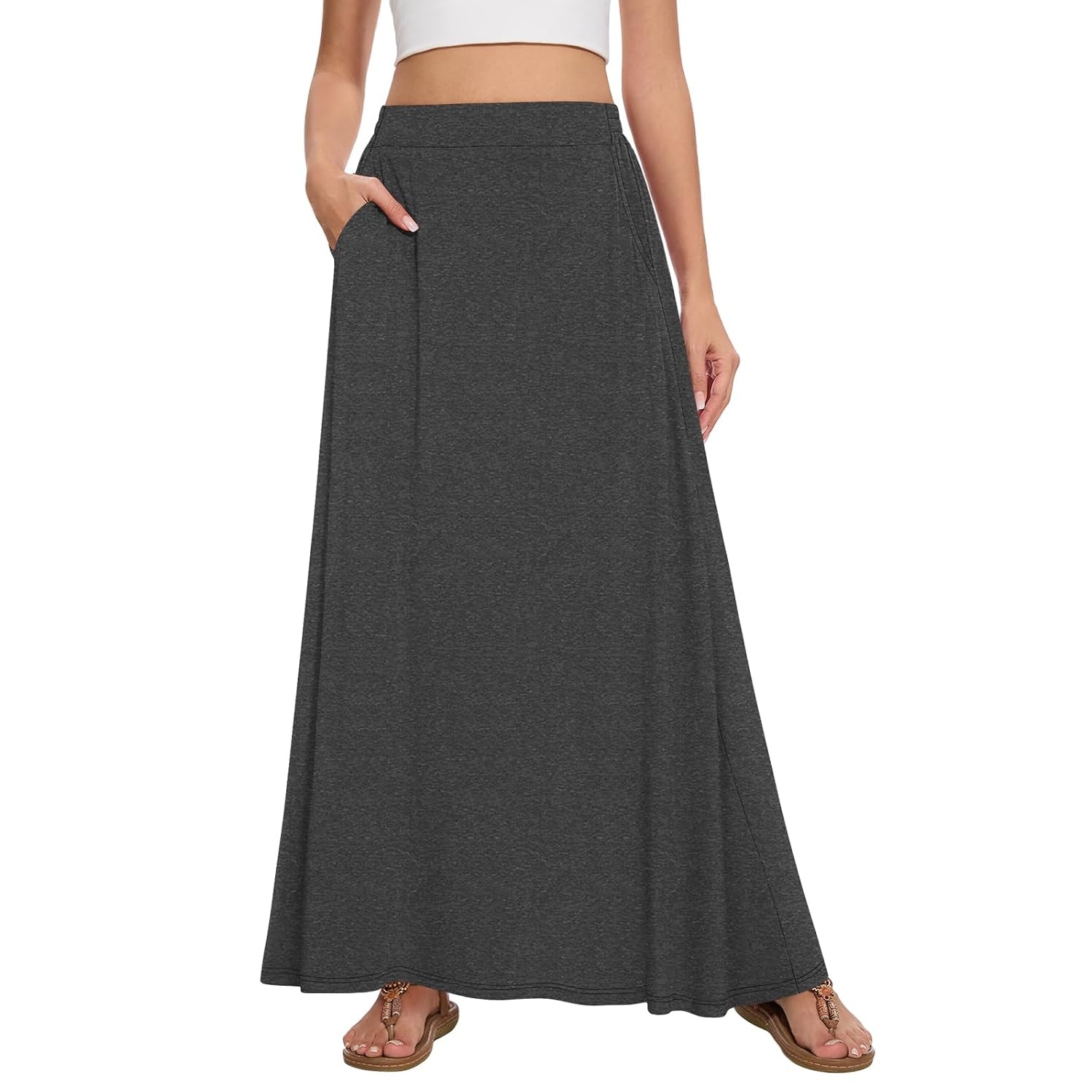 Casual Flowy A line Skirt With Pockets For Women