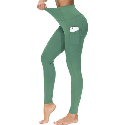 Flexible Activewear Leggings With Pockets For Exercise And Running-Waves And Trunks