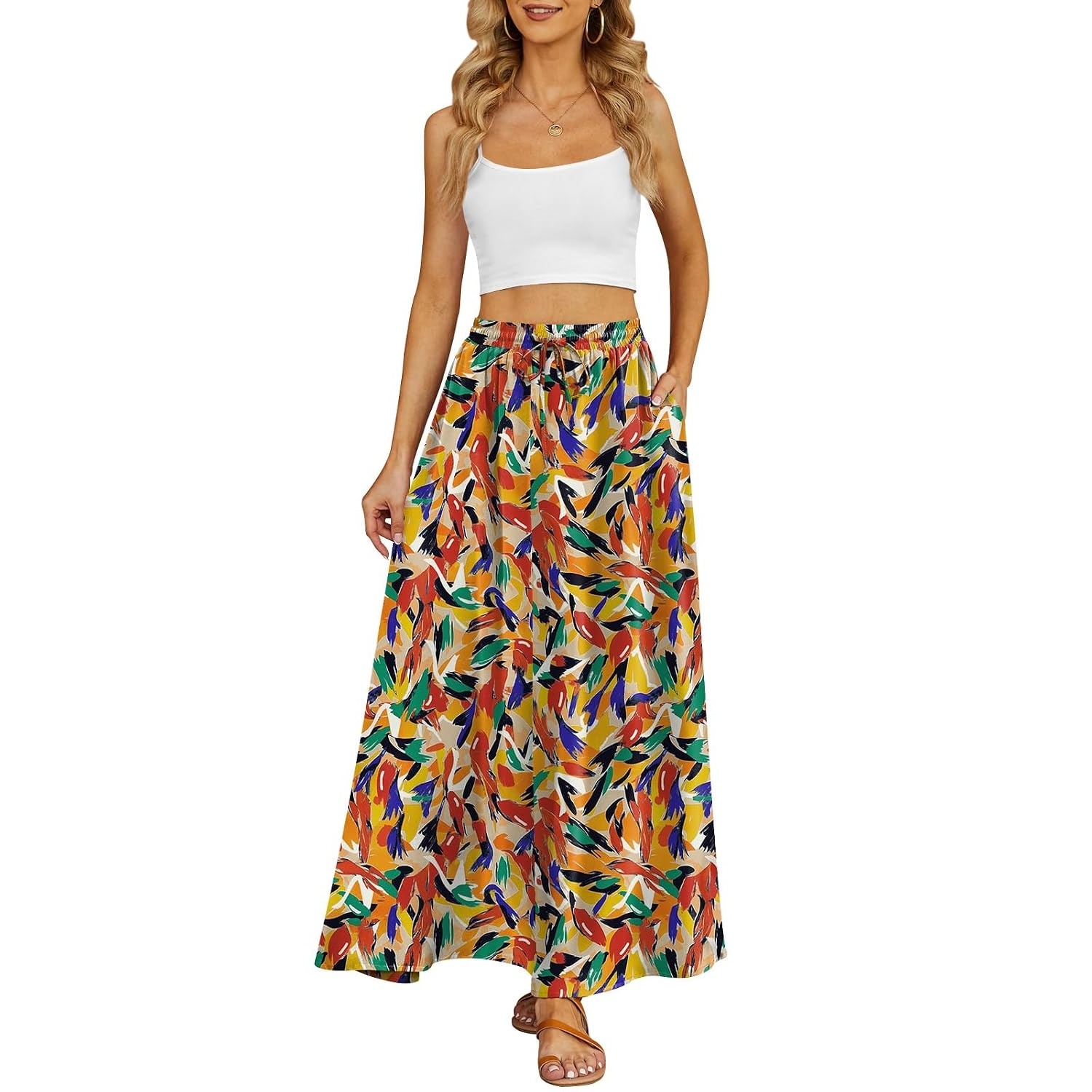 Casual Long Pleated Flowing Skirt For Women