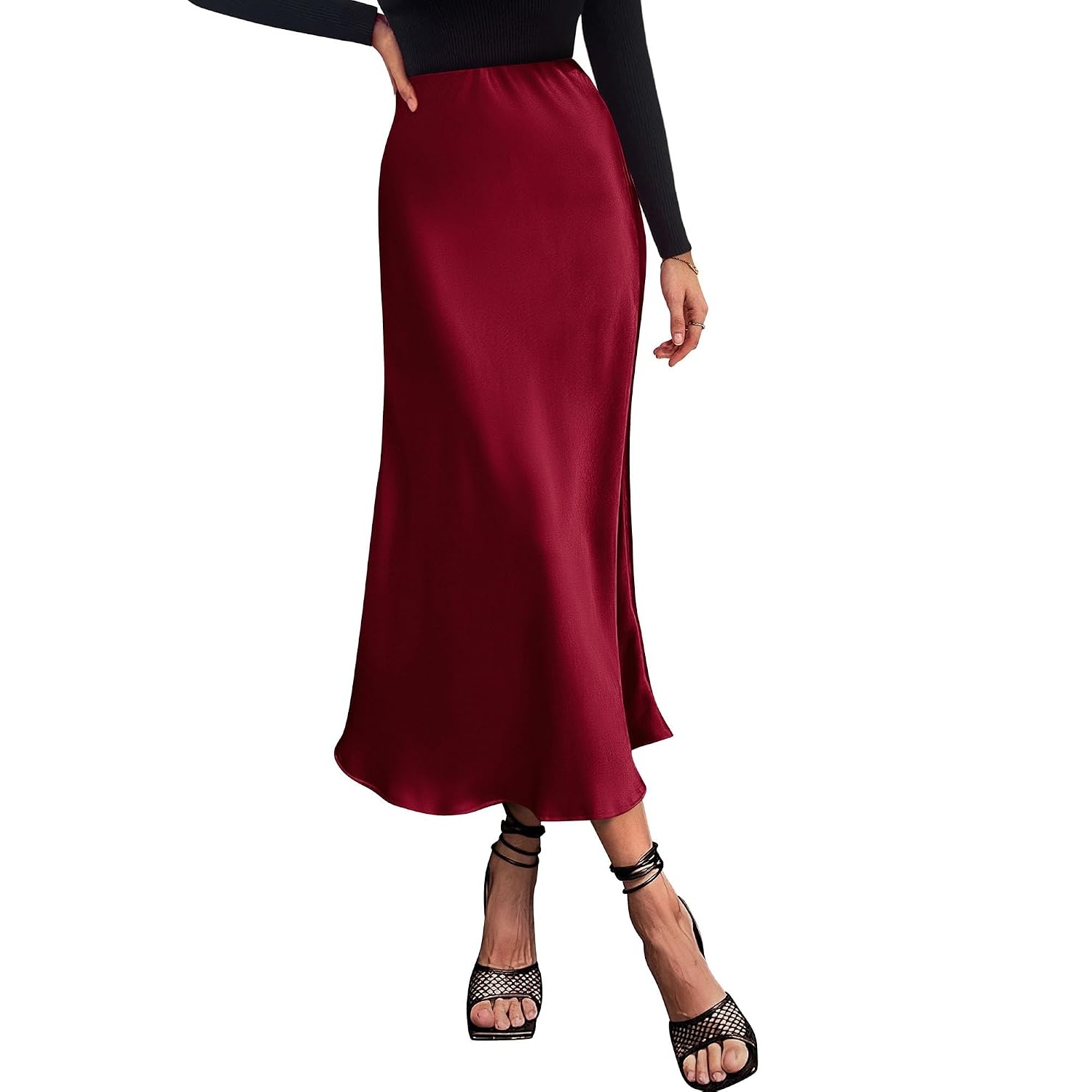 Satin Summer High Flowing Skirt For Women
