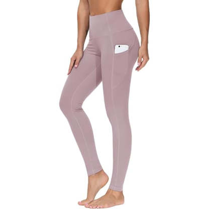 Flexible Activewear Leggings With Pockets For Exercise And Running-Waves And Trunks