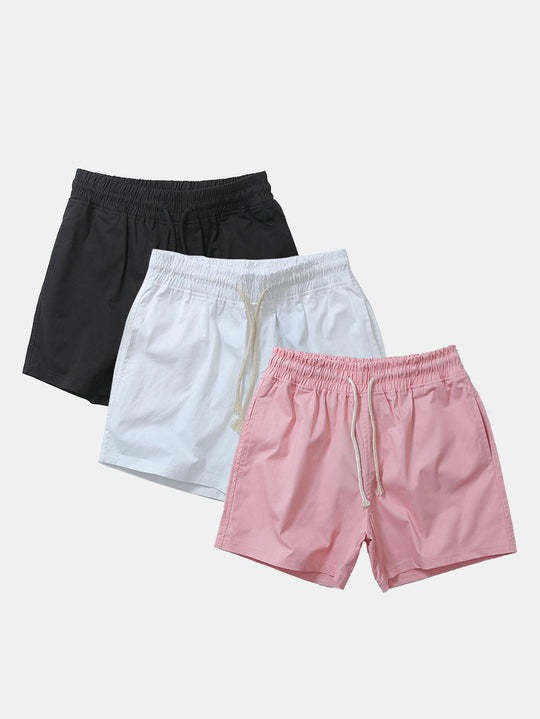 3 Pieces Workout Drawstring Beach Shorts-Waves And Trunks