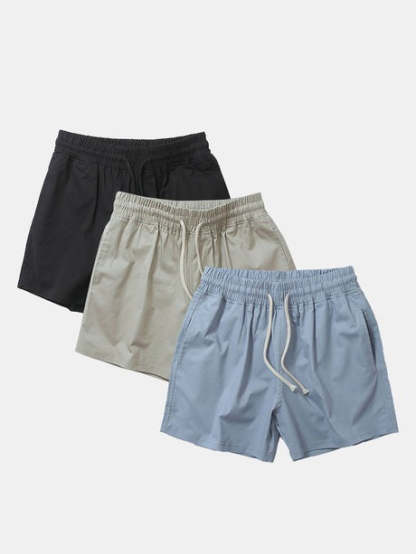 3 Pieces Workout Drawstring Beach Shorts-Waves And Trunks
