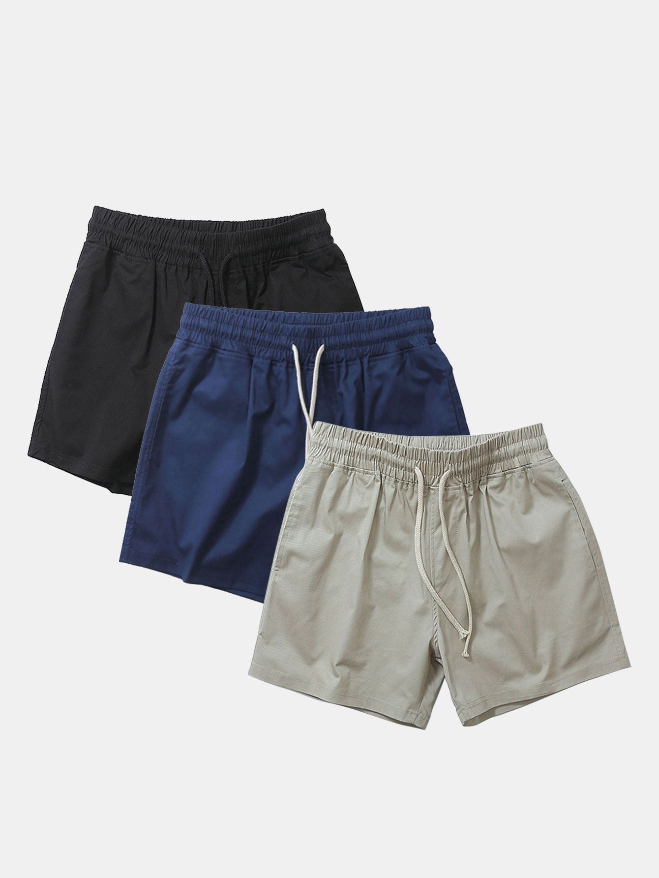 3 Pieces Workout Drawstring Beach Shorts-Waves And Trunks