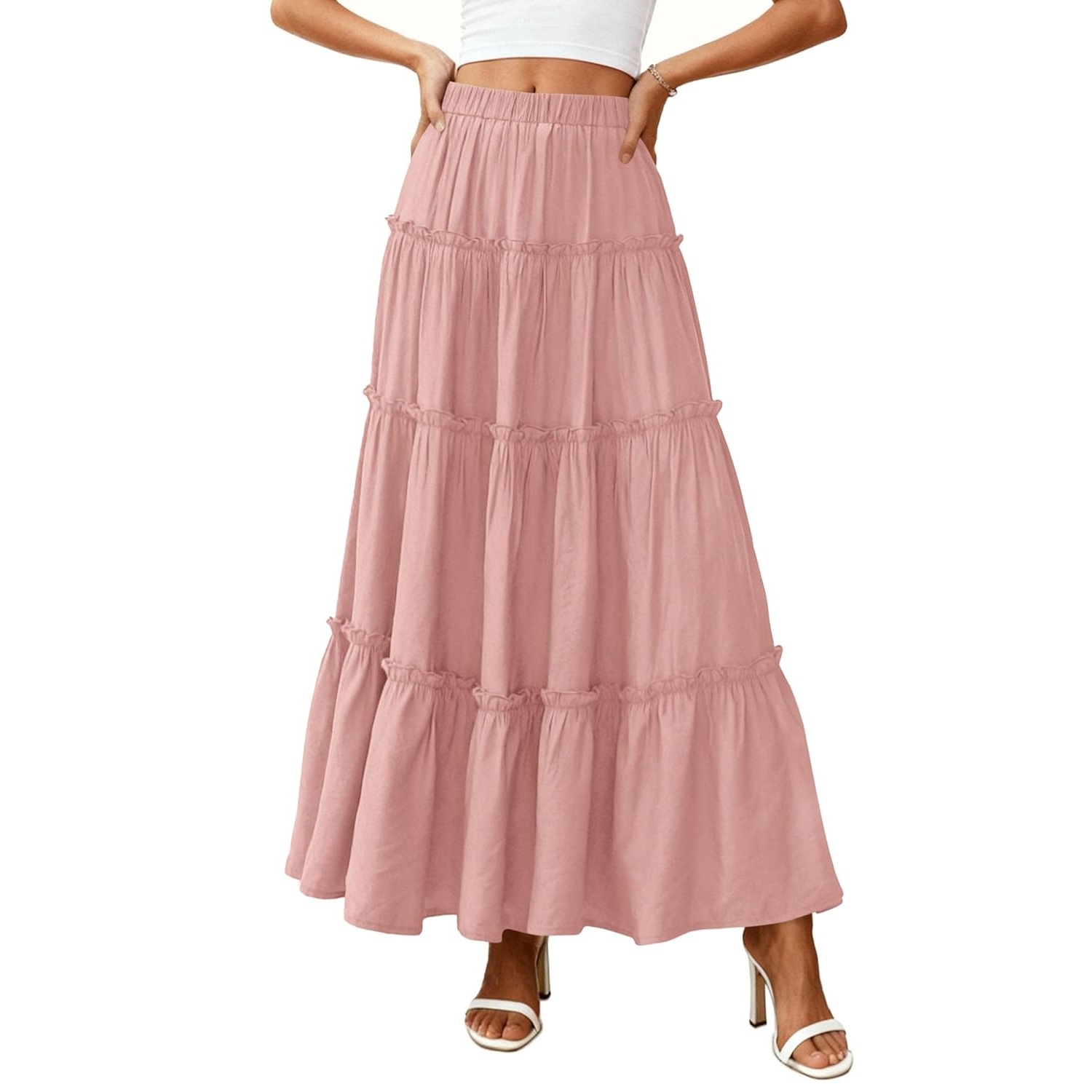 Long Flowy A Line Tiered Boho Skirt For Women