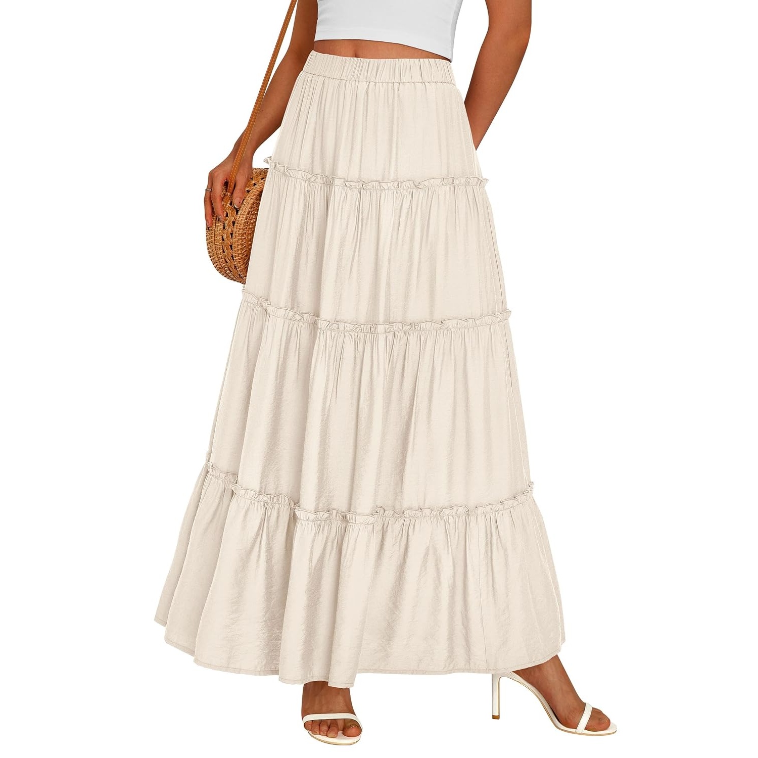 Long Flowy A Line Tiered Boho Skirt For Women