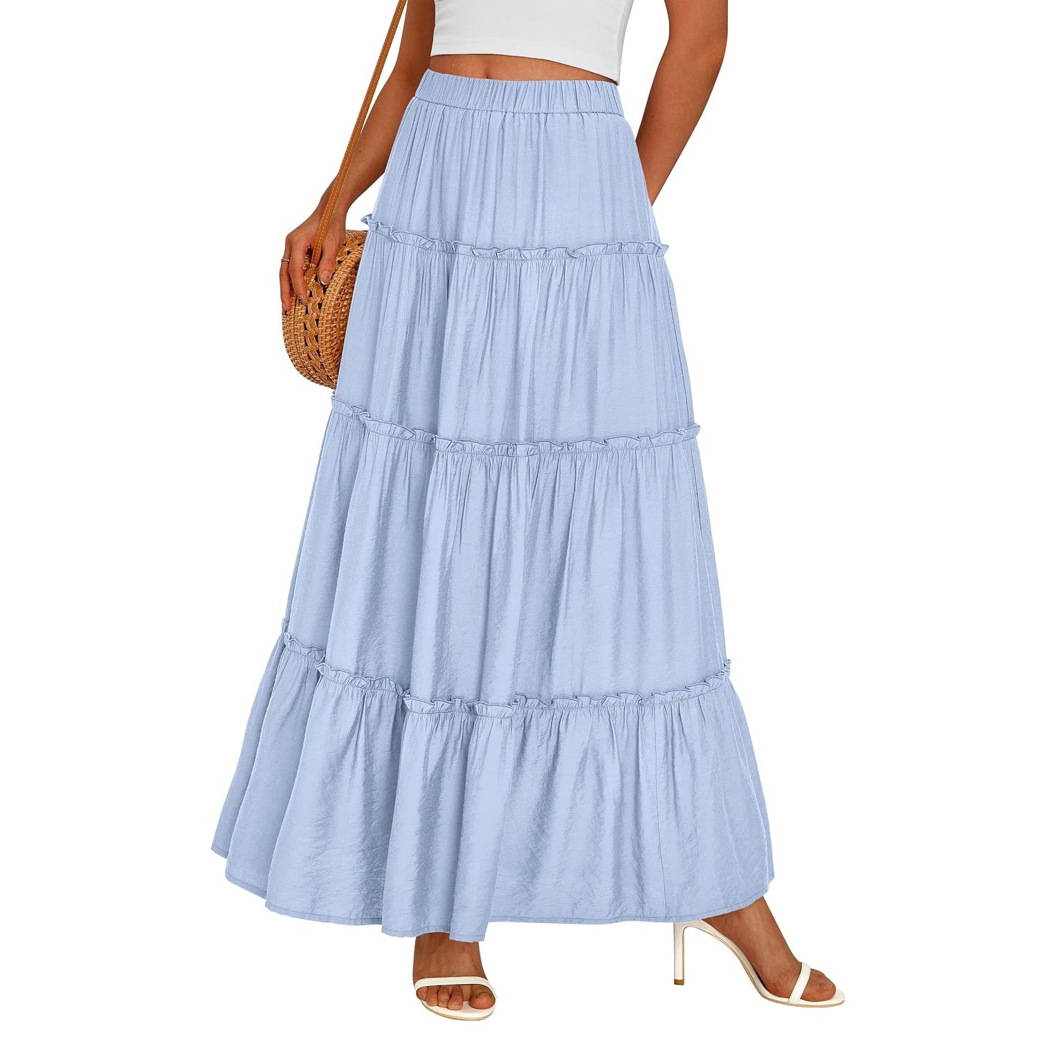 Long Flowy A Line Tiered Boho Skirt For Women