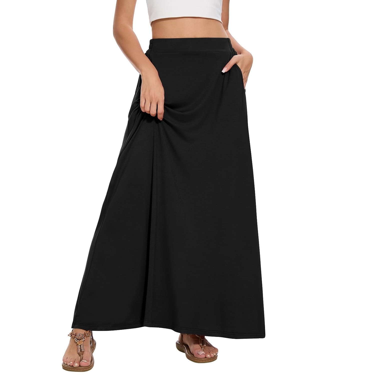 Casual Flowy A line Skirt With Pockets For Women