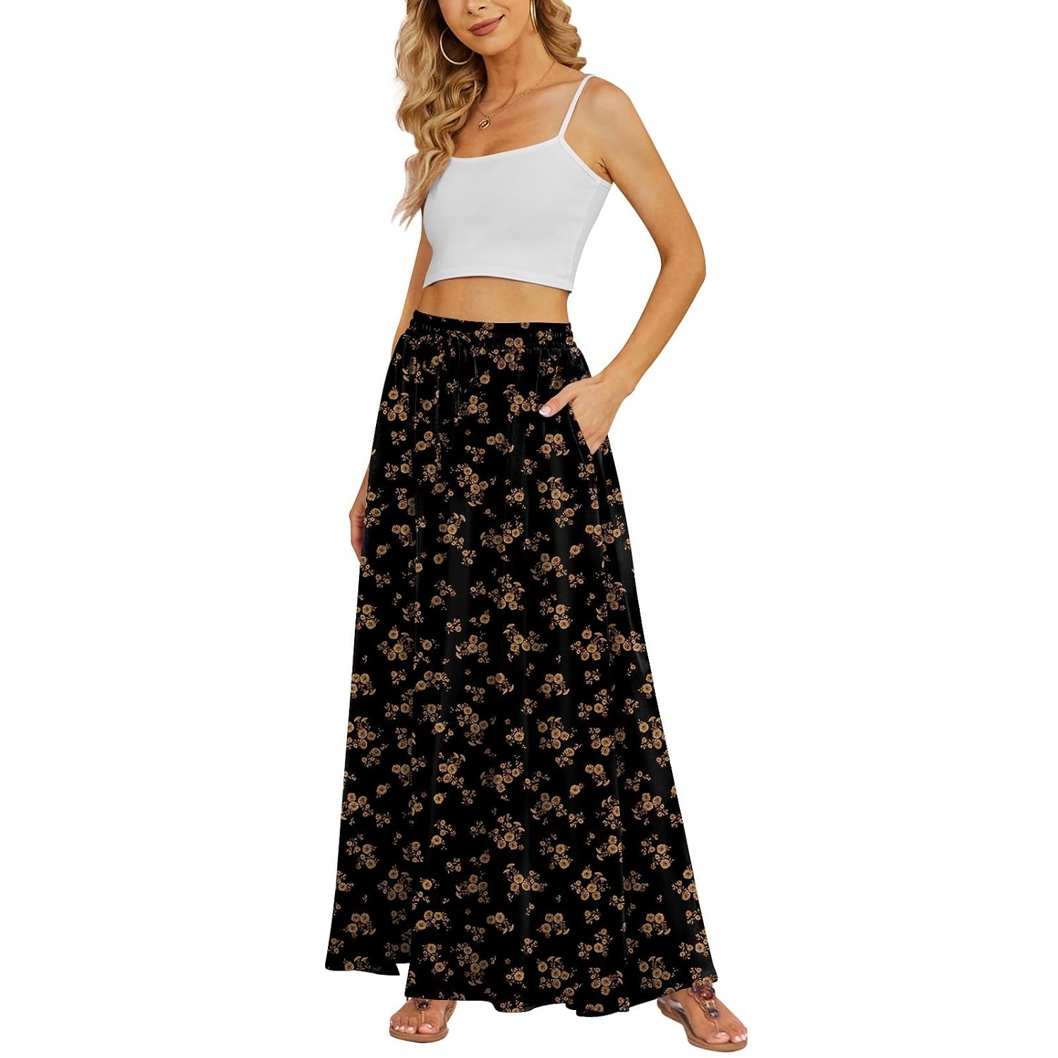Casual Long Pleated Flowing Skirt For Women