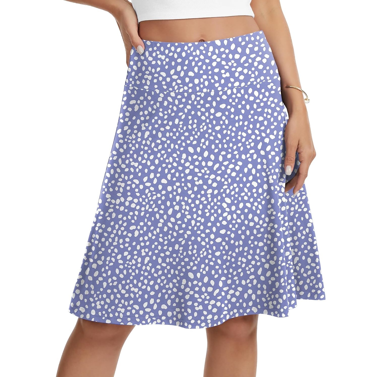 Casual High Waisted Stretchy A Line Skater Skirt For Women