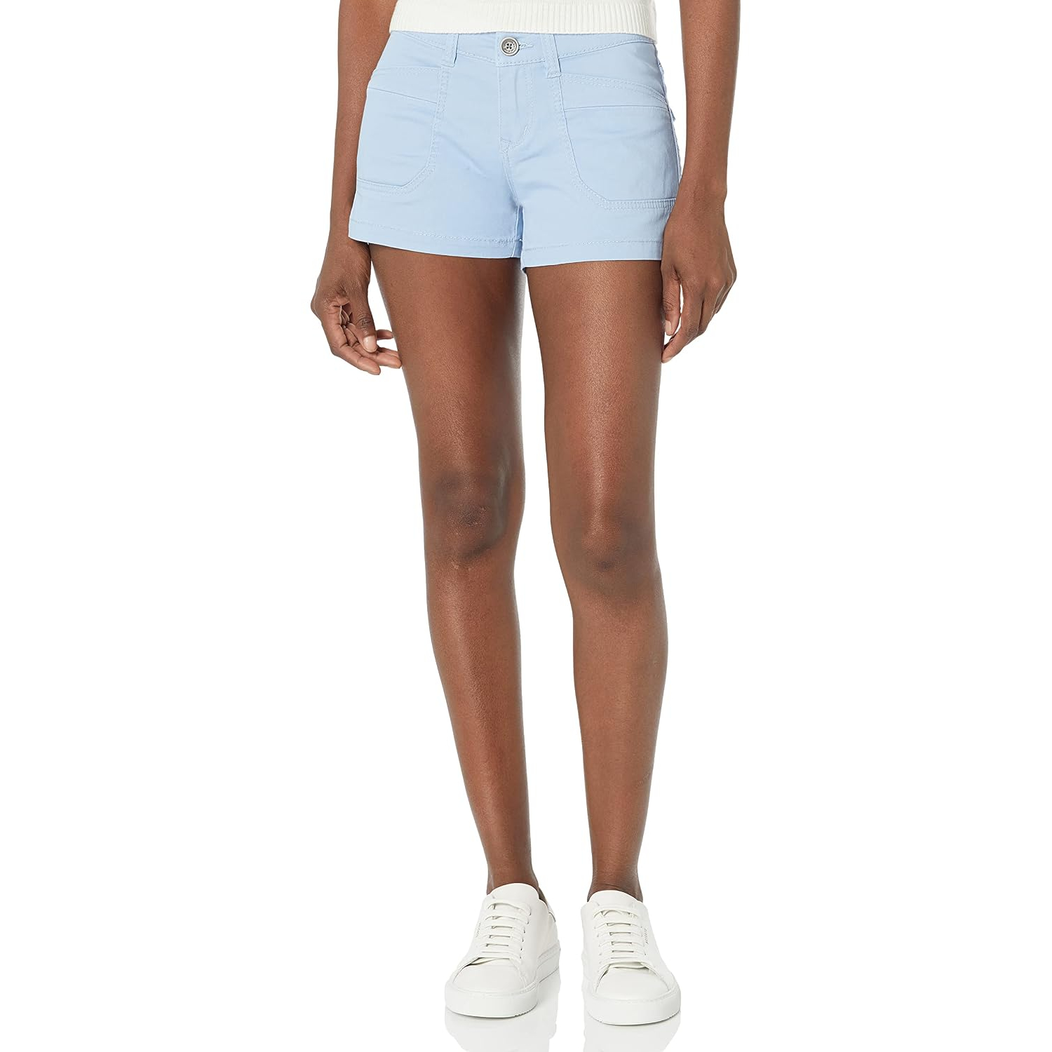 Casual Mid Rise Stretch Utility Shorts With Pockets For Women