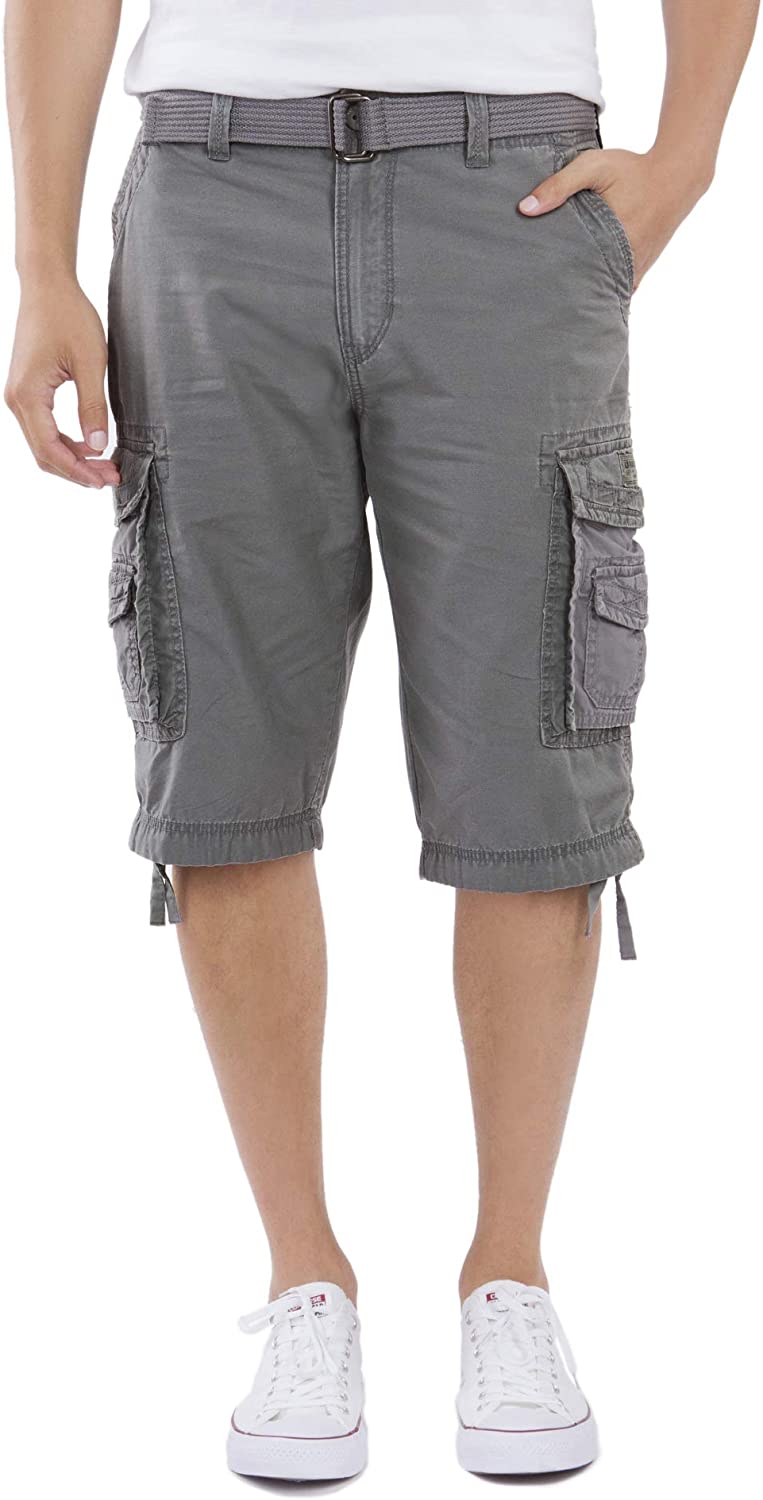 Button Fly Belted Cargo Shorts-Waves And Trunks