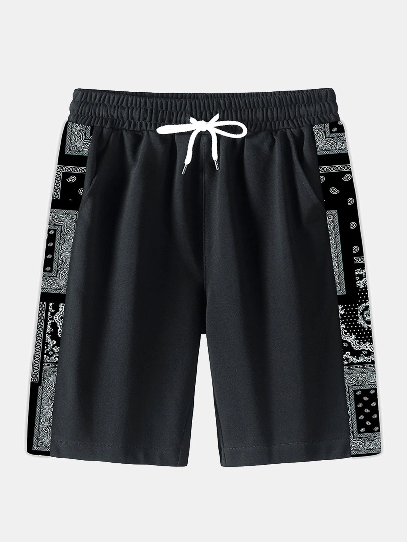Paisley Paneled Jersey Shorts-Waves And Trunks