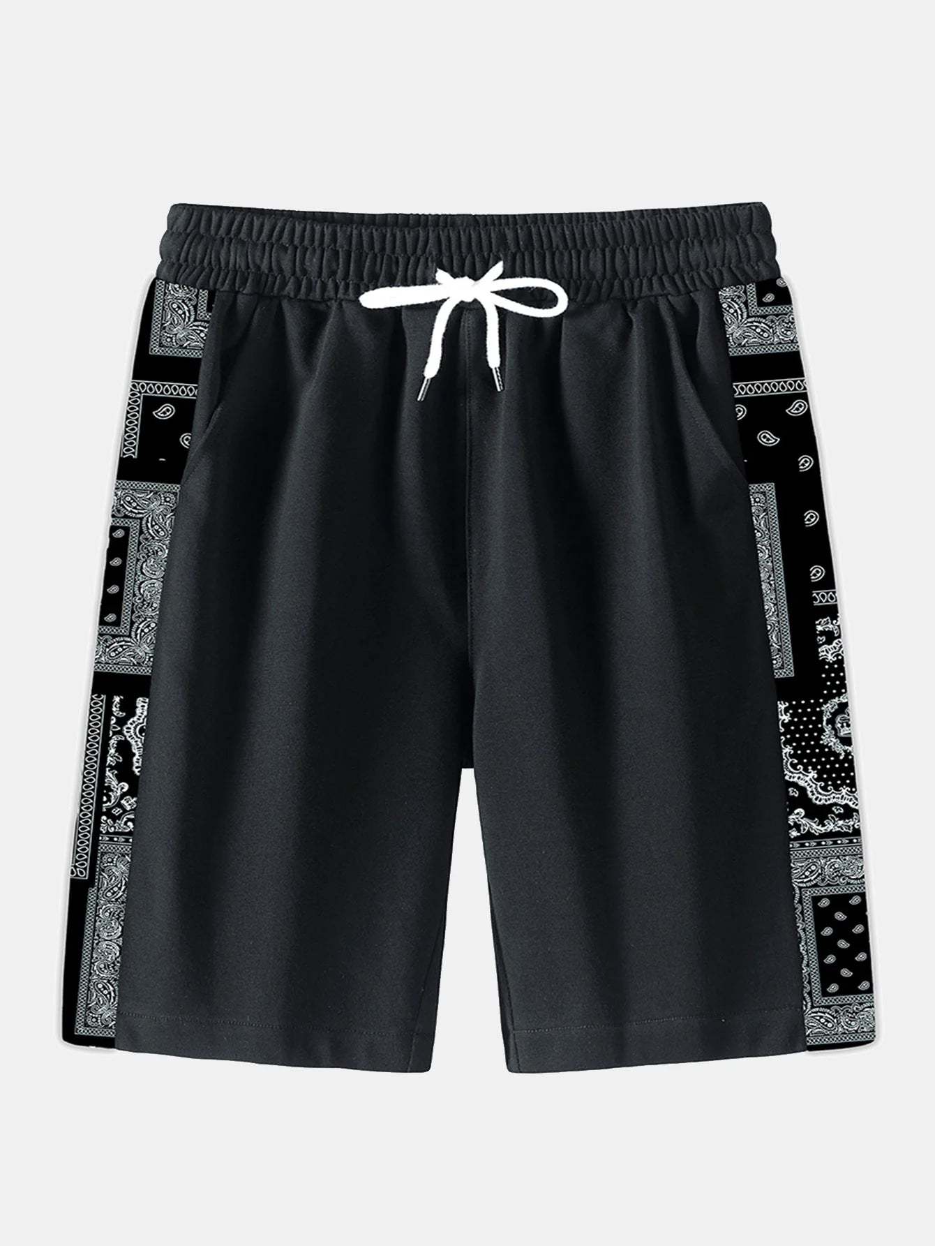 Paisley Paneled Jersey Shorts-Waves And Trunks