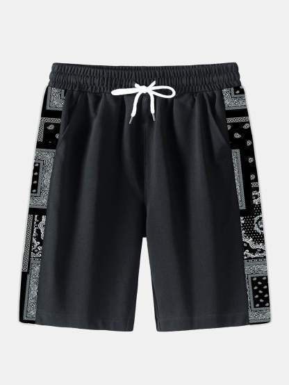 Paisley Paneled Jersey Shorts-Waves And Trunks