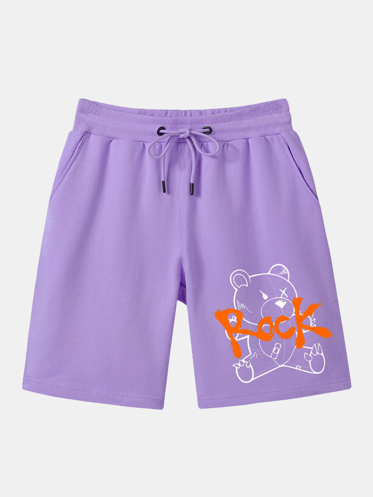 Rock Bear Printed Mid Length Shorts-Waves And Trunks