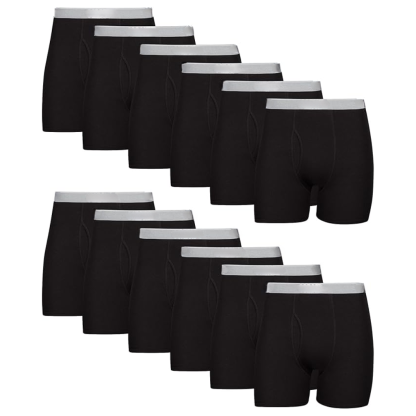 Pack Of 12 Men Moisture Wicking Cotton Boxer Briefs