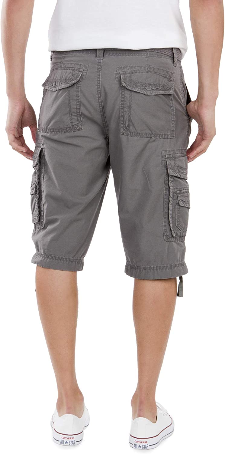 Button Fly Belted Cargo Shorts-Waves And Trunks