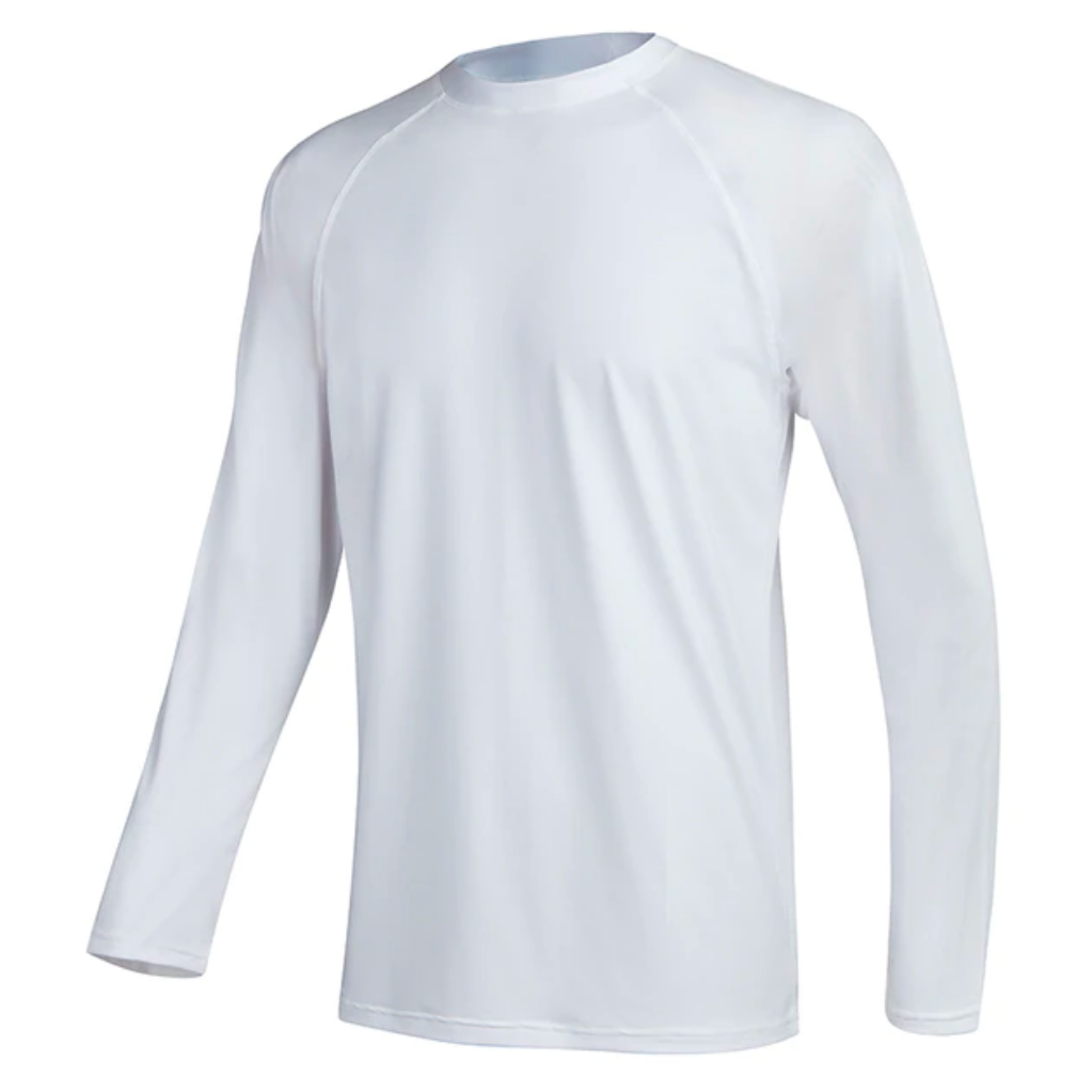 White Long Sleeve Surfing T-Shirt-Waves And Trunks