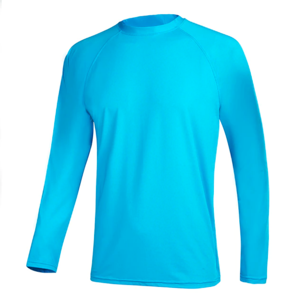 Sky Blue Long Sleeve Surfing T-Shirt-Waves And Trunks