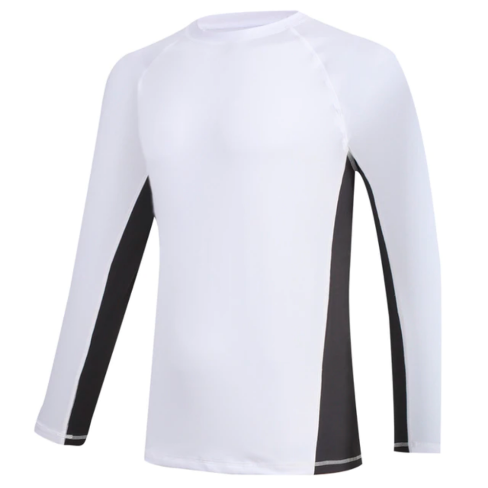 White and Black Long Sleeve Surfing T-Shirt-Waves And Trunks