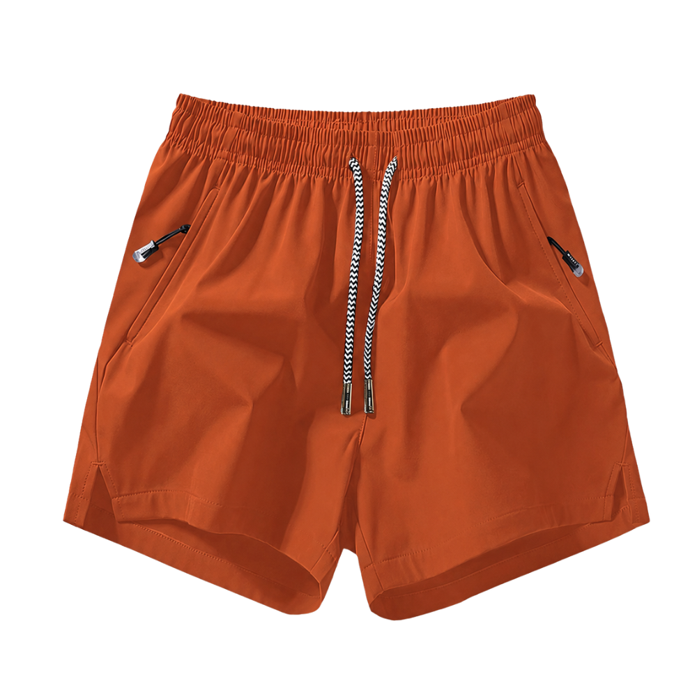 Fit Shorts With Zipper And Drawstring For Men