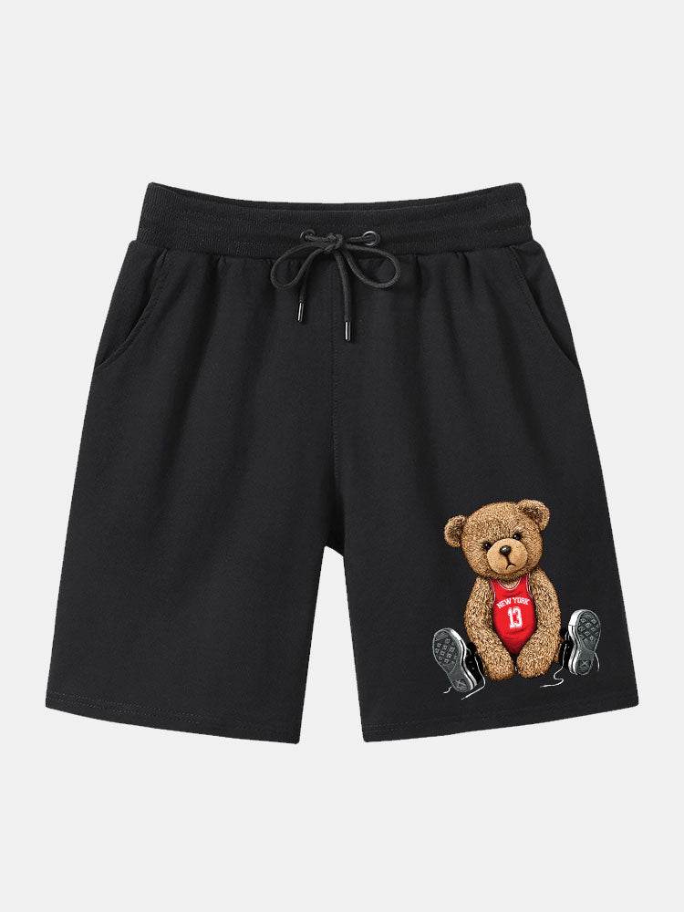 New York Bear Print Mid Length Shorts-Waves And Trunks