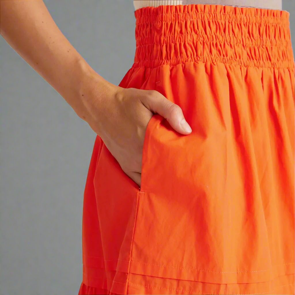 100% Organic Cotton Poplin Tiered Maxi Skirt