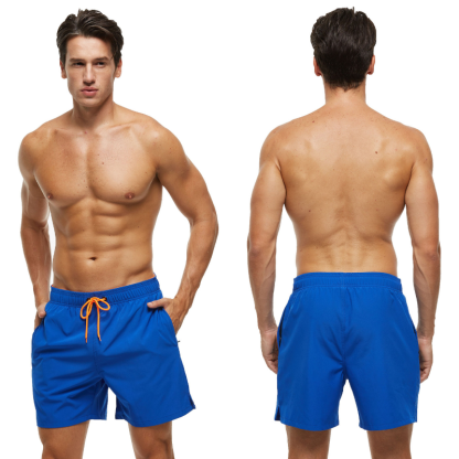 Royal Blue with Orange Draw String Swim Shorts-Waves And Trunks