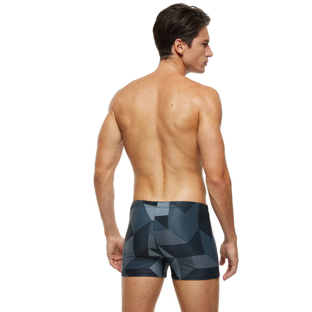 Geometric Grey String Summer Brief-Waves And Trunks