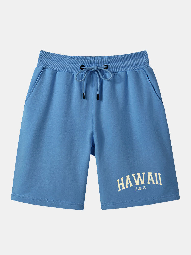 Hawaii Print Mid Length Shorts-Waves And Trunks
