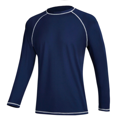 Navy Blue Long Sleeve Surfing T-Shirt-Waves And Trunks