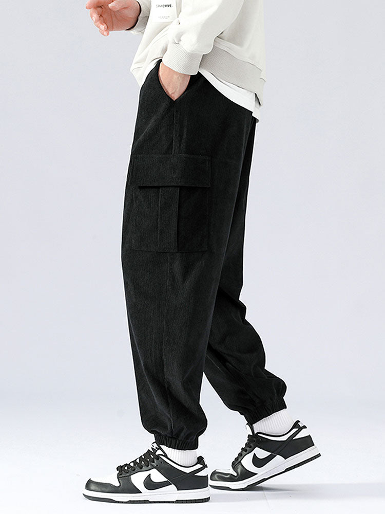 Casual Corduroy Cargo Joggers-Waves And Trunks