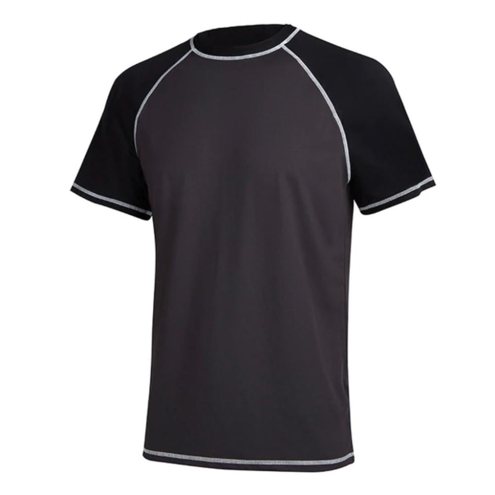 Dark Grey With Black Short Sleeve Surfing T-Shirt-Waves And Trunks