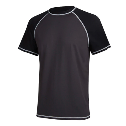 Dark Grey With Black Short Sleeve Surfing T-Shirt-Waves And Trunks