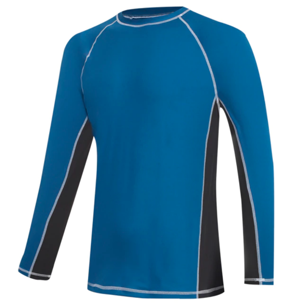 Blue And Black Long Sleeve Surfing T-Shirt-Waves And Trunks