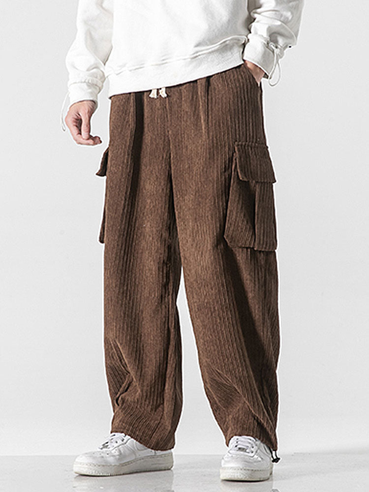 Loose Corduroy Cargo Pants-Waves And Trunks