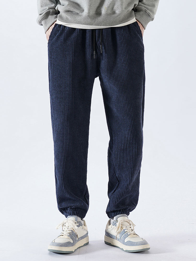 Casual Drawstring Corduroy Pants-Waves And Trunks